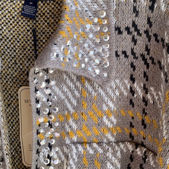 Seven Manor Cozy Jeweled Coat Cardigan SIZE 3X - Picture 3 of 7
